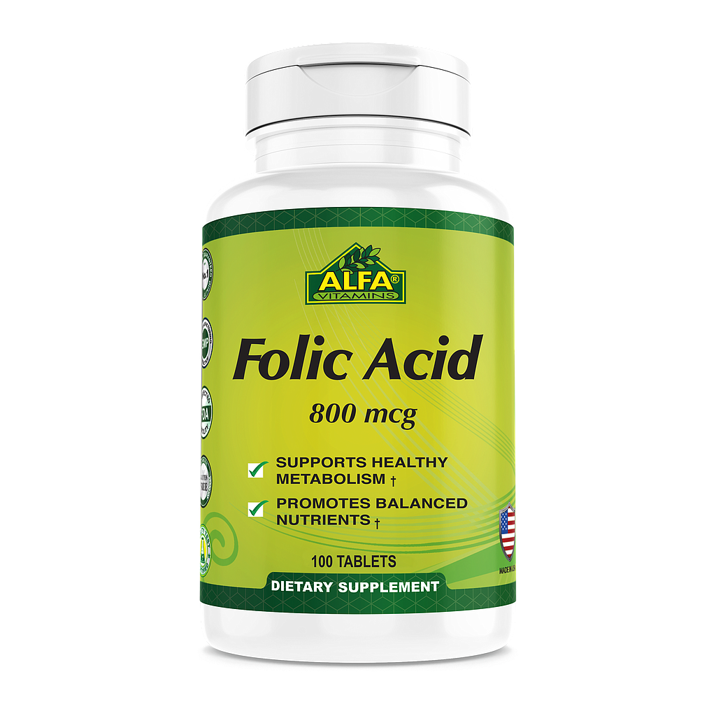 ÁCIDO FÓLICO ALFA 800 MCG 100 TABLETAS