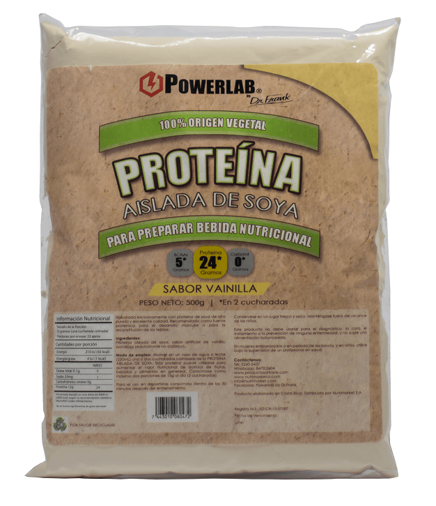 PROTEÍNA AISLADA DE SOYA SABOR VAINILLA POWERLAB 500G