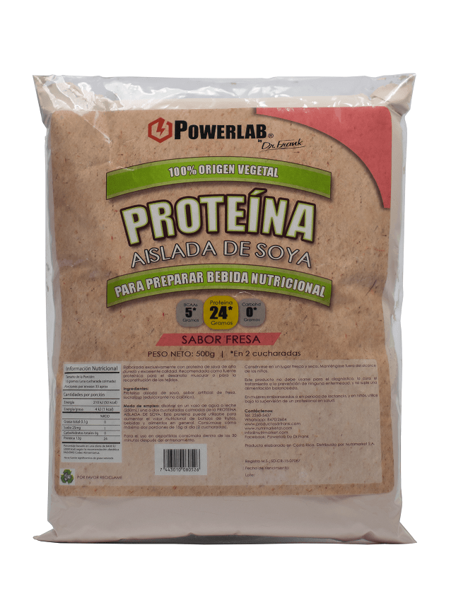 PROTEÍNA AISLADA DE SOYA SABOR FRESA POWERLAB 500G