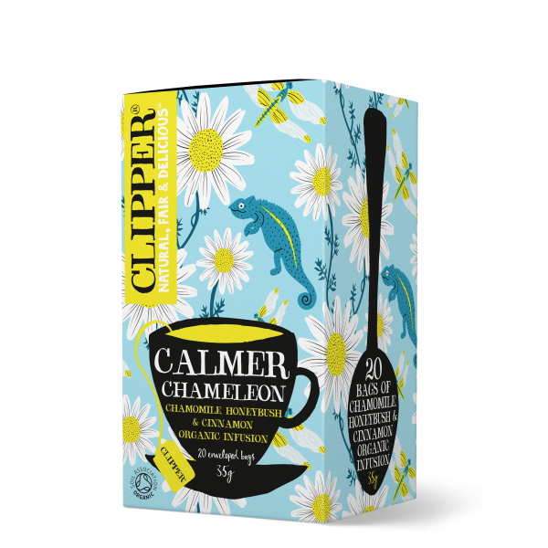 INFUSIÓN ORGÁNICA DE MANZANILLA  ARBUSTO DE MIEL DULCE  Y CANELA CALMER CLIPPER 20 SOBRES