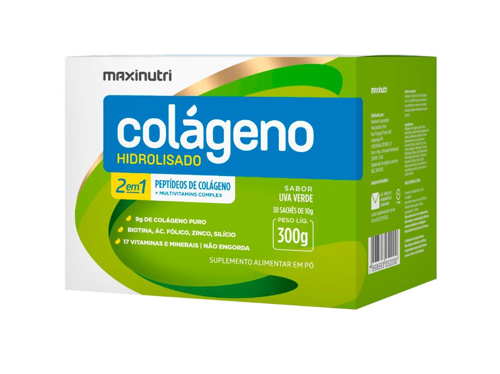 COLÁGENO HIDROLIZADO SABOR UVA VERDE MAXINUTRI CAJA 30 SACHETS