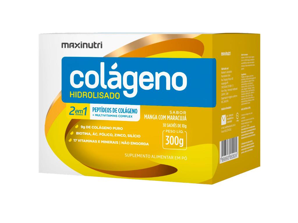 COLÁGENO HIDROLIZADO SABOR MANGA CON MARACUYÁ MAXINUTRI CAJA 30 SACHETS