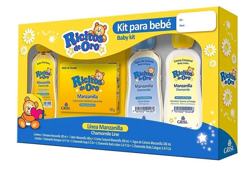 KIT PARA BEBE DE MANZANILLA RICITOS DE ORO