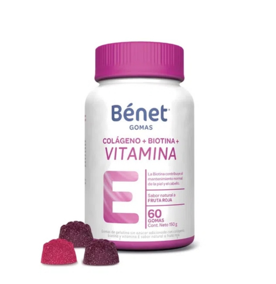 GOMAS COLÁGENO BIOTINA VITAMINA E BÉNET 60 GOMAS