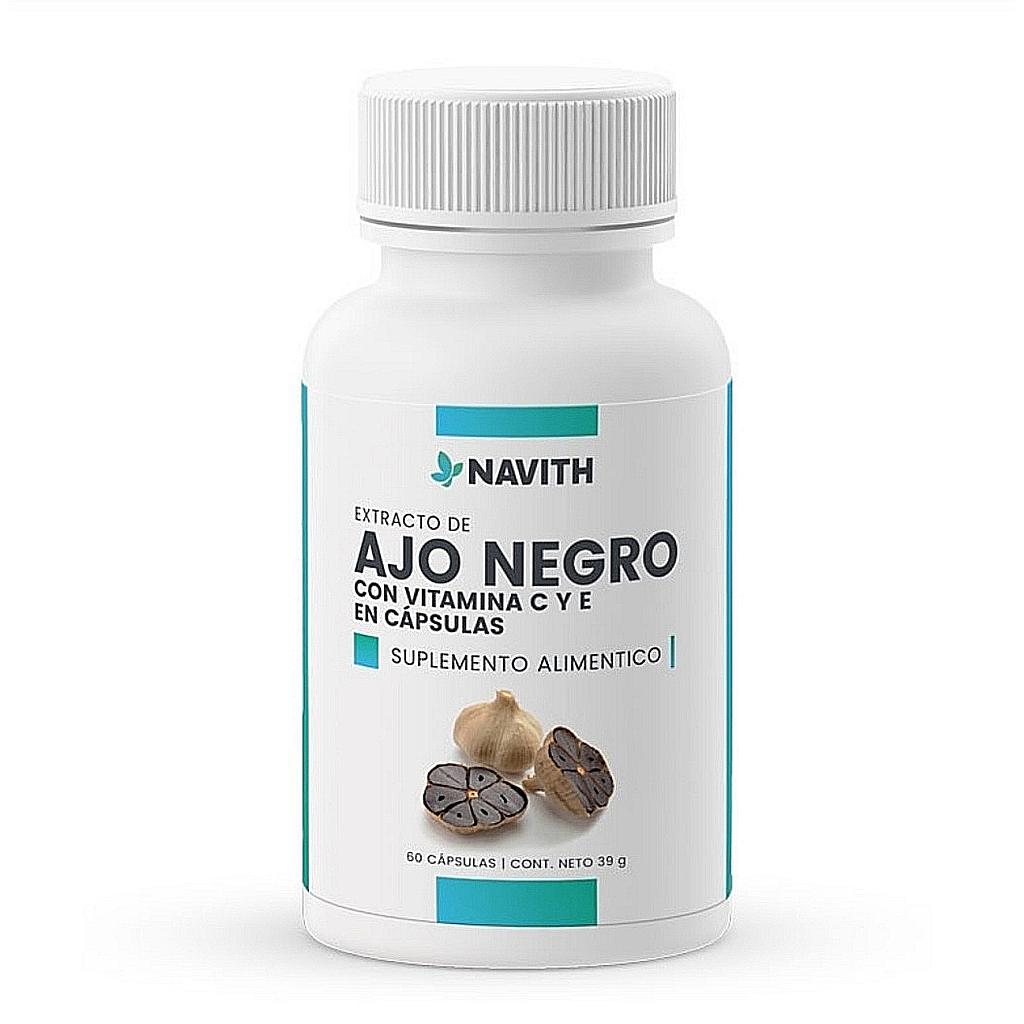 EXTRACTO DE AJO NEGRO CON VITAMINA C Y E NAVITH 60 CÁPSULAS